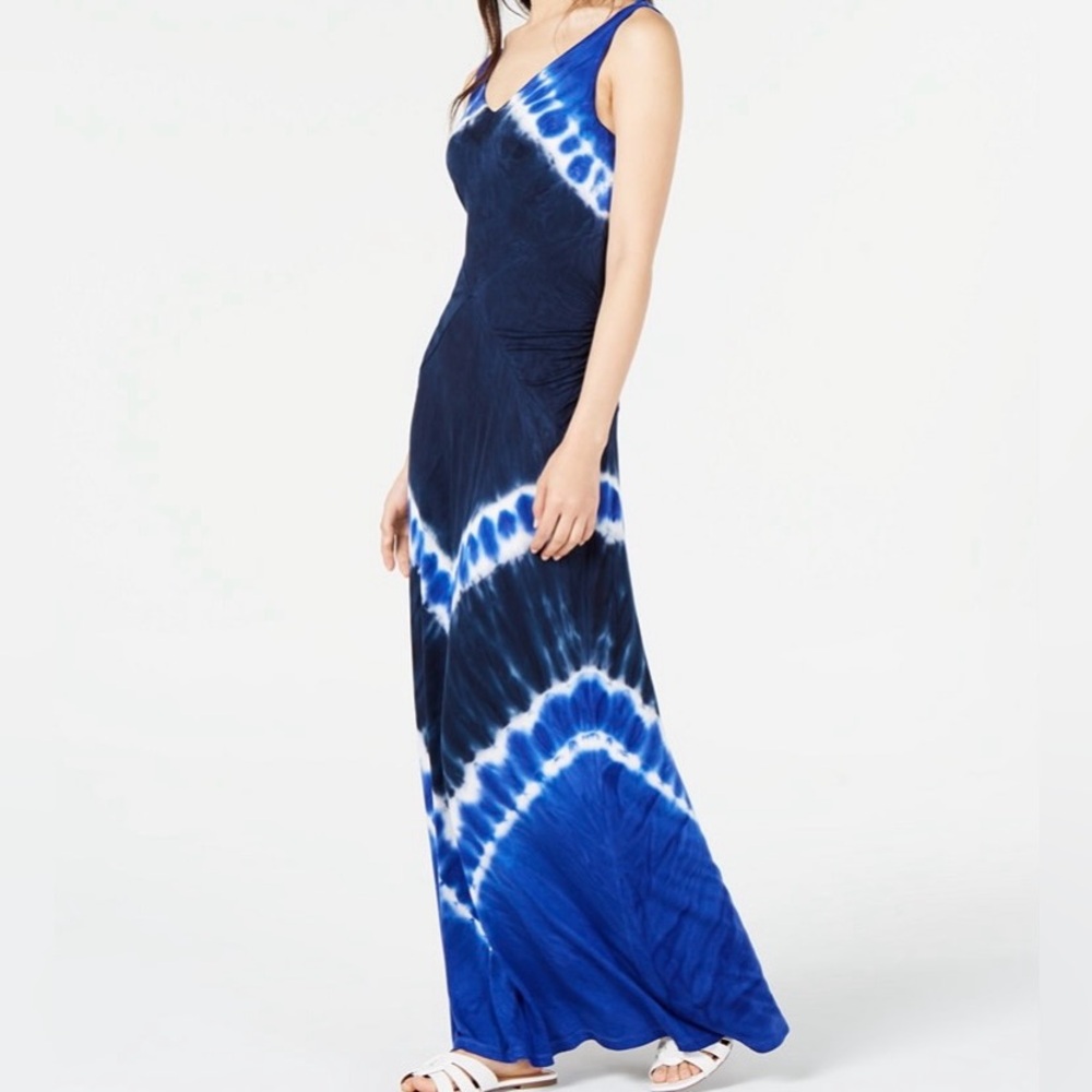 INC International Concepts Blue Tie Dye Sleeveless Sundress